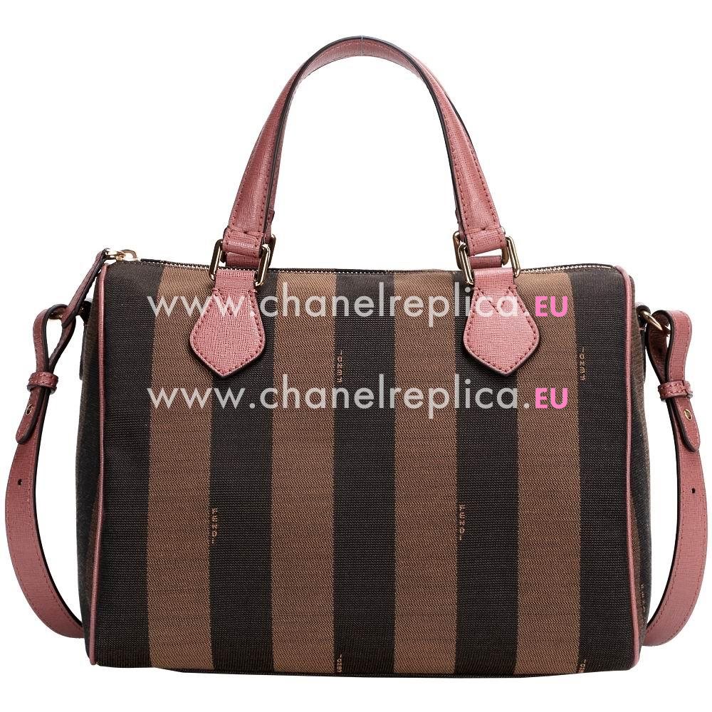 FENDI Zucca Canvas Boston Stripe Bag In Brown F5721509