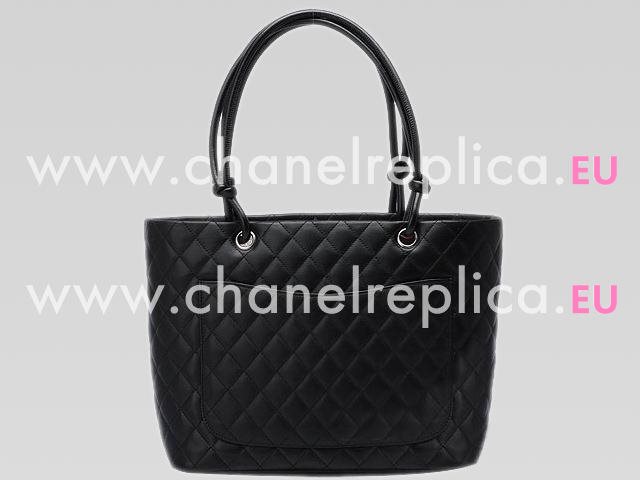 Chanel Cambon Lambskin Tote Bag Black With White CC A25169-B