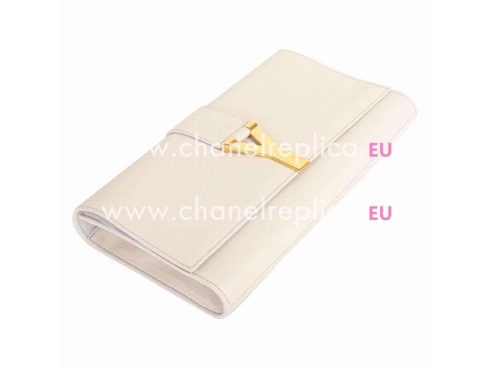 YSL Saint Leather Paris Y Calfskin Wallets In White YSL5244075