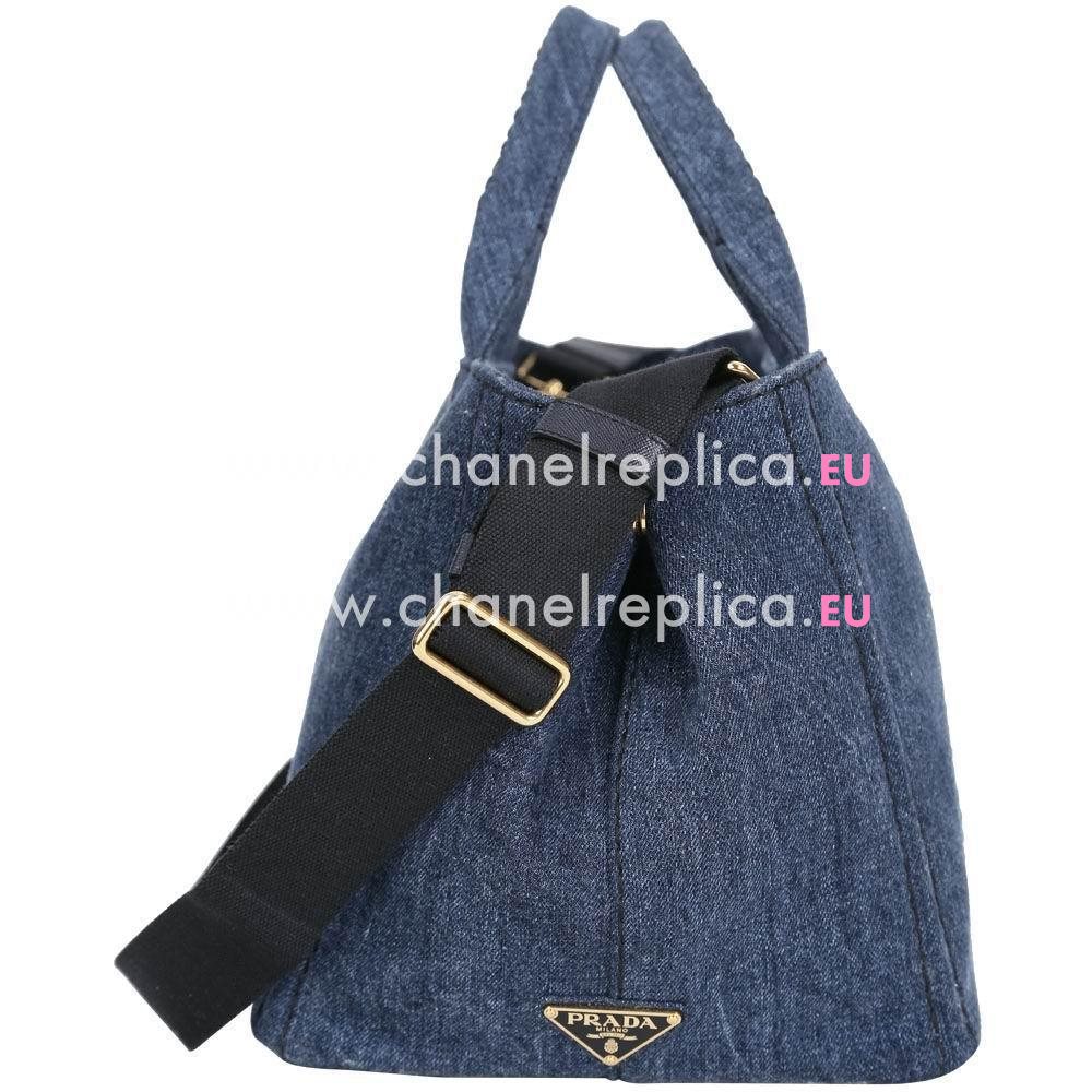 Prada Canapa Stampata Printing Logo Denim Bag Blue PR7054127