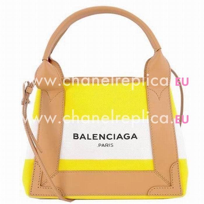 Balenciaga Navy Cabas XS Canvas Bag Yellow B6112205