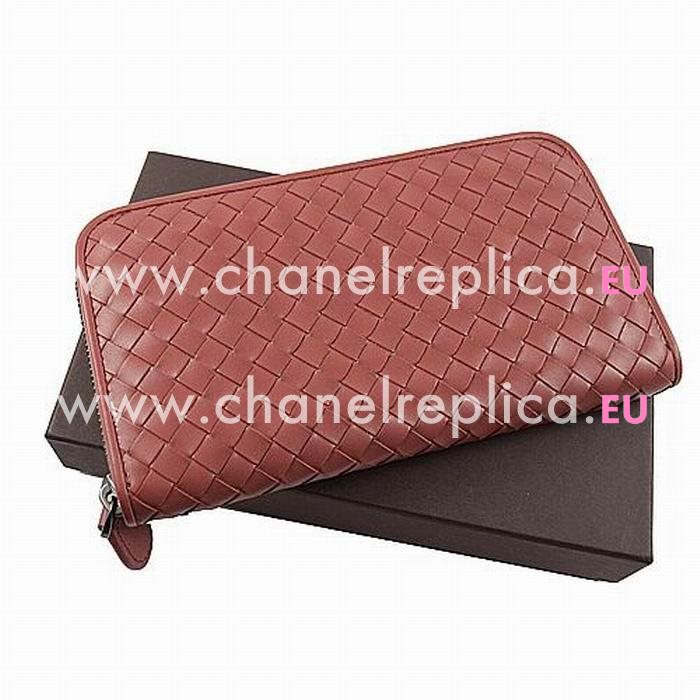 Bottega Veneta Classic Weave Calfskin Wallet In Pink Orange B6110705