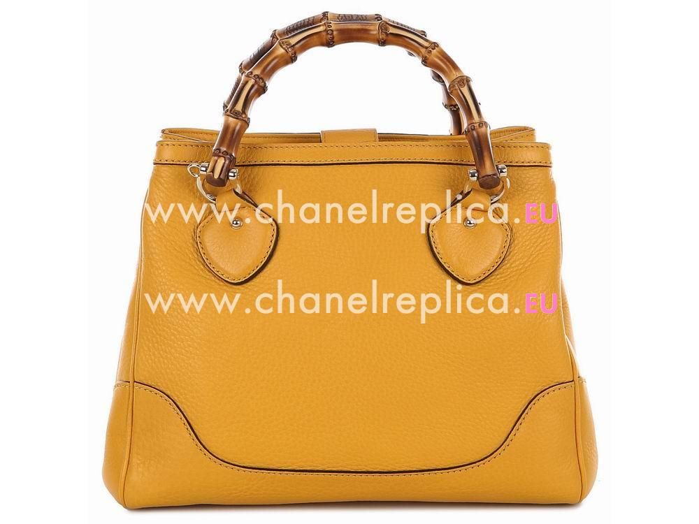 Gucci Bamboo Calfskin Handle Bag In Yellow G308360