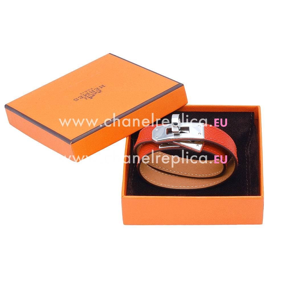 Hermes Kelly Double Tour Calfskin Alloy Bracelet Orange H7021710