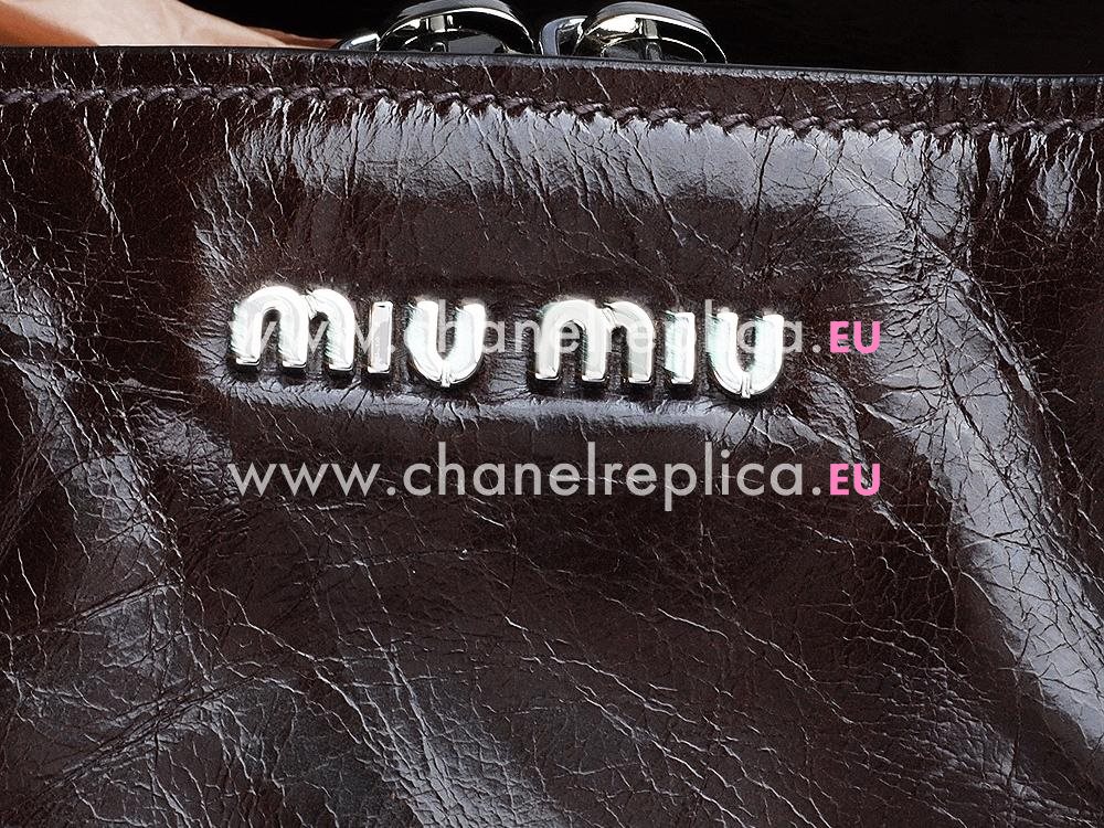 Miu Miu Vitello Shine Calfskin Handbag In Brown RN1000