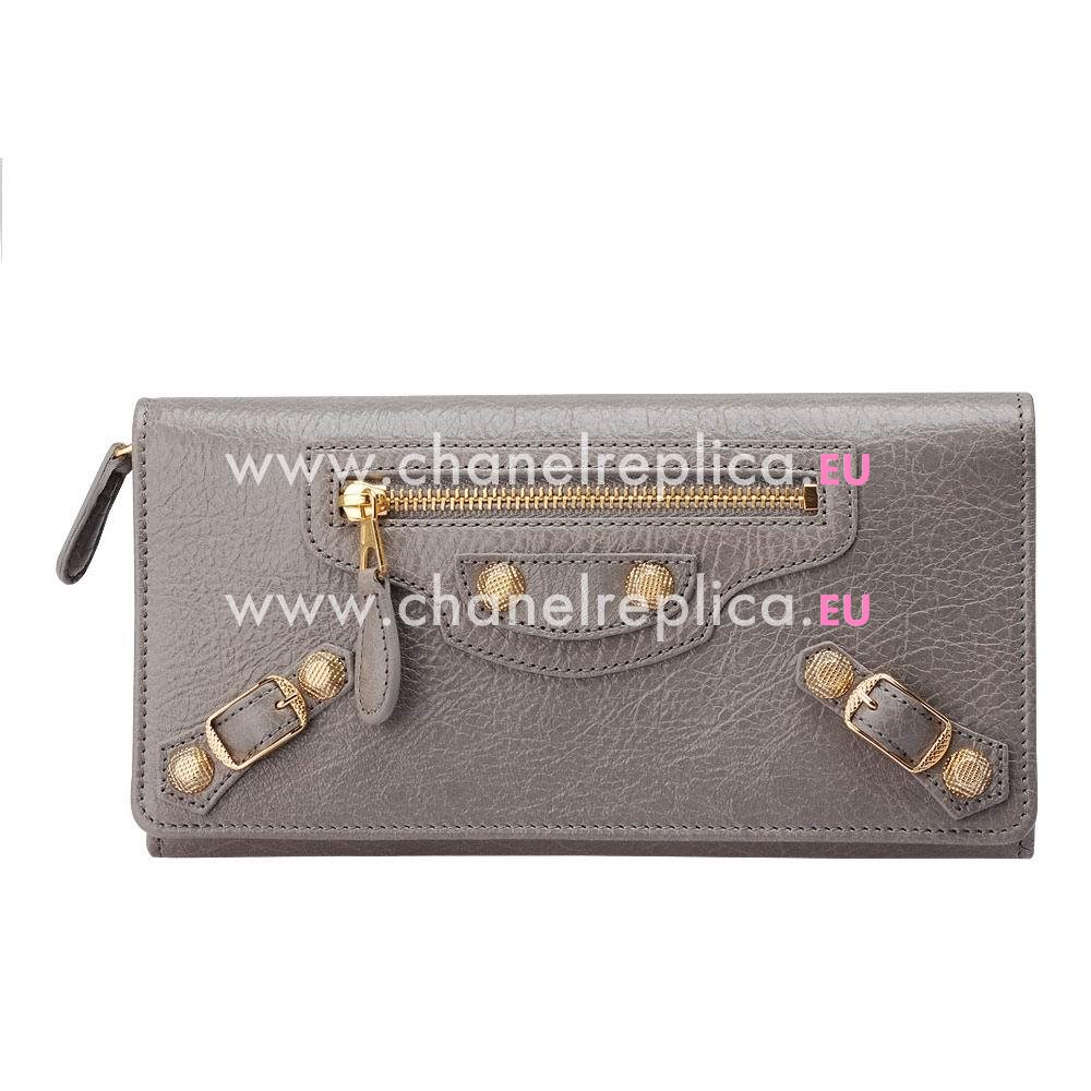 Balenciaga Holiday Giant Money Lambskin Gold Hardware Wallets Ice Gray B2055129