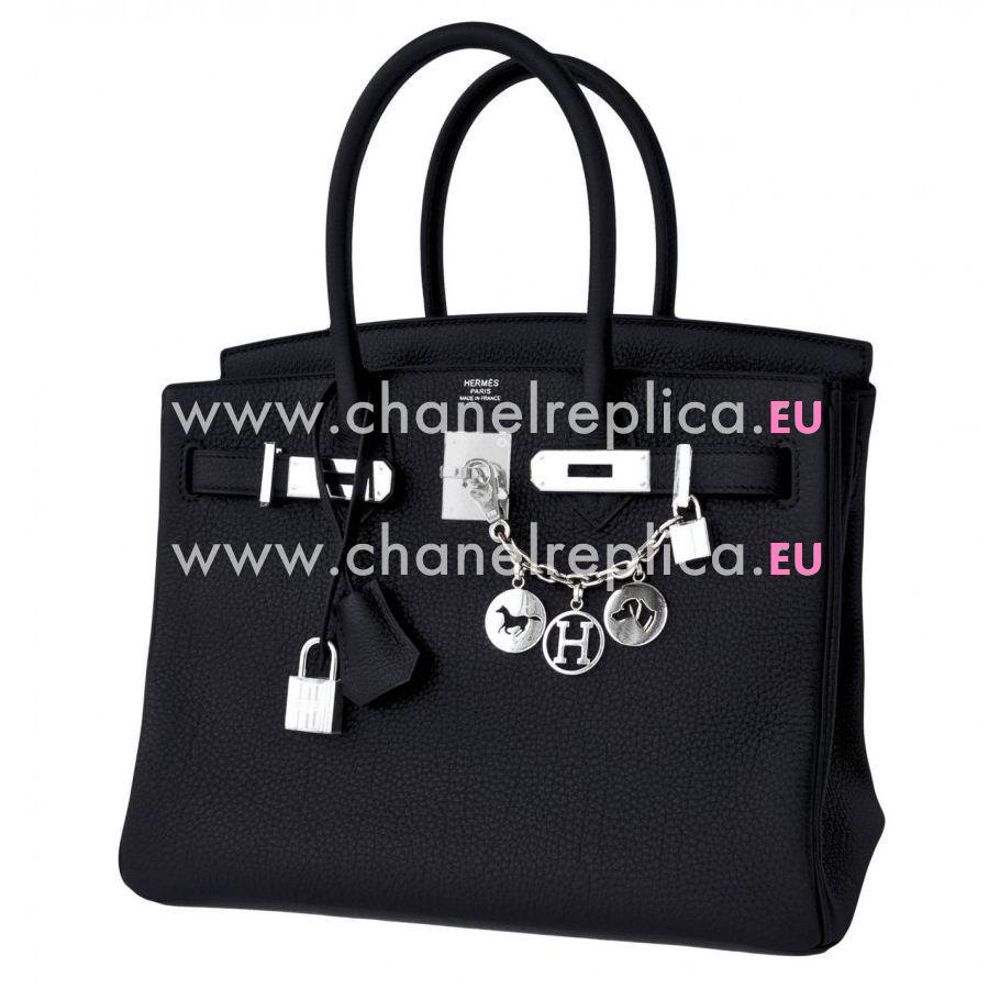 Hermes Birkin 30cm Black Togo Leather Palladium Hardware Bag H1030SHT