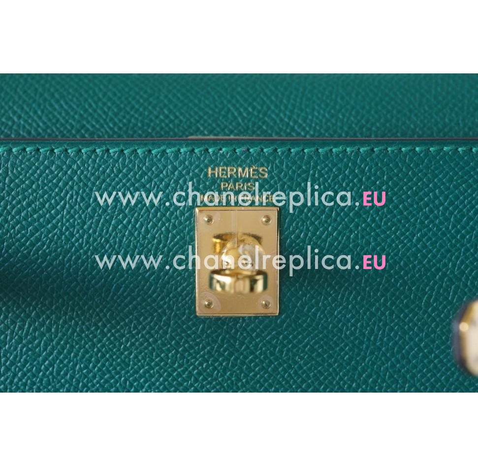 Hermes Kelly 28cm Jewel Toned Emerald Malachite Epsom Leather Gold hardware Bag HK1028SJT