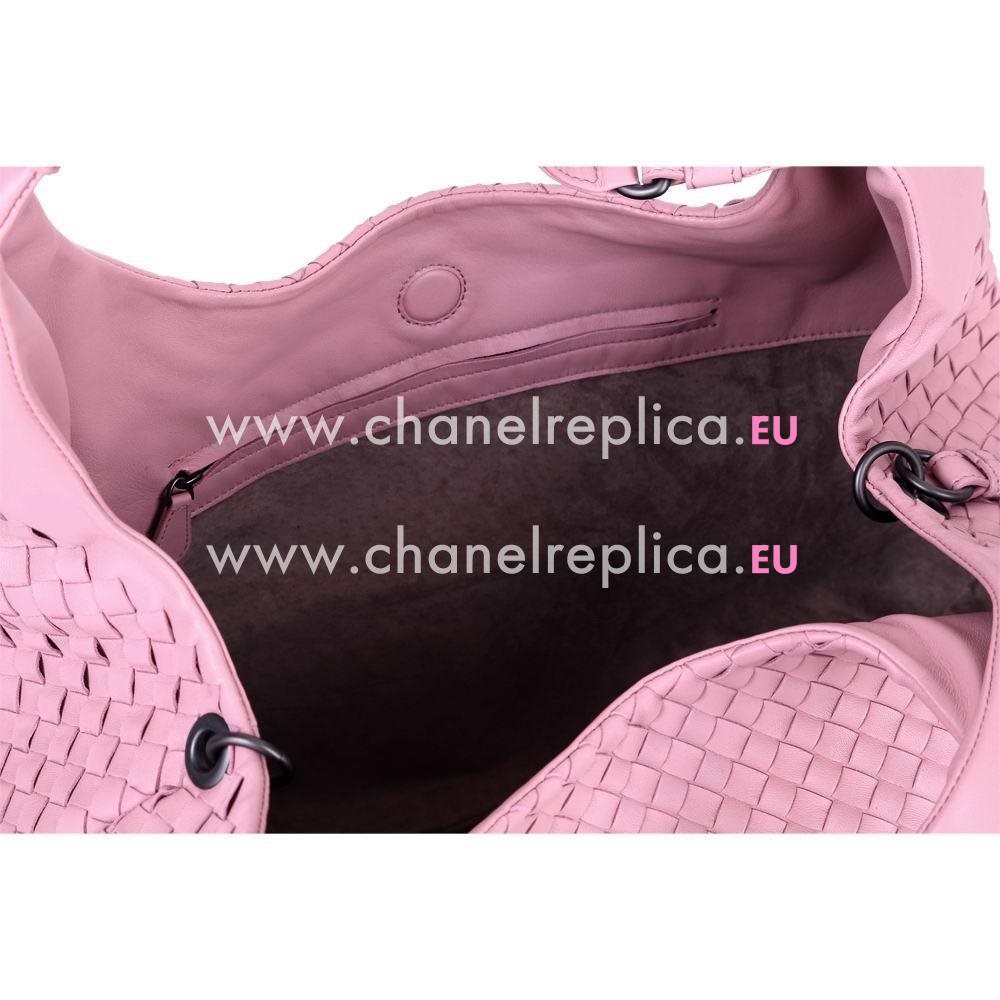 Bottega Veneta Campana Nappa Woven Large Shouldbag Pink B6110302