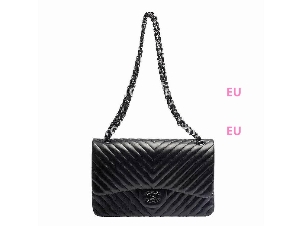 Chanel Calfskin Chevron Boy Shopping Bag In Black A599359