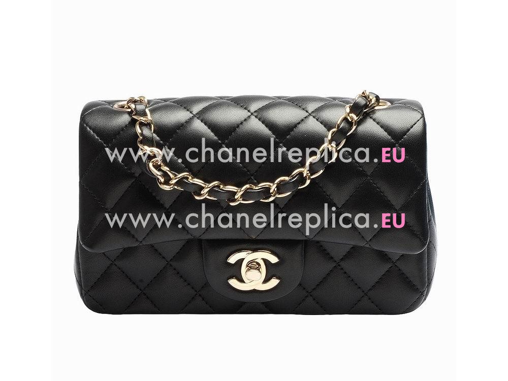 Chanel Lambskin Mini Classic Flap Bag Black Gold A69900C