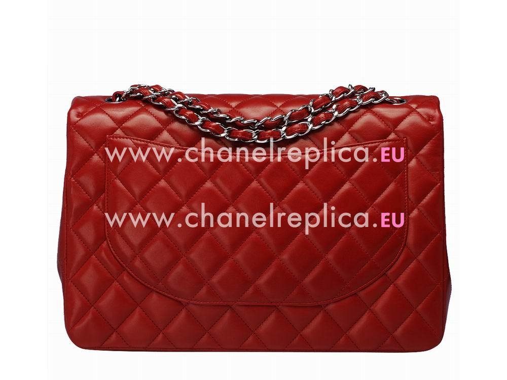 Chanel Marine Lambskin Maxi Bag Lipstick Red(Silver) A47600-81669