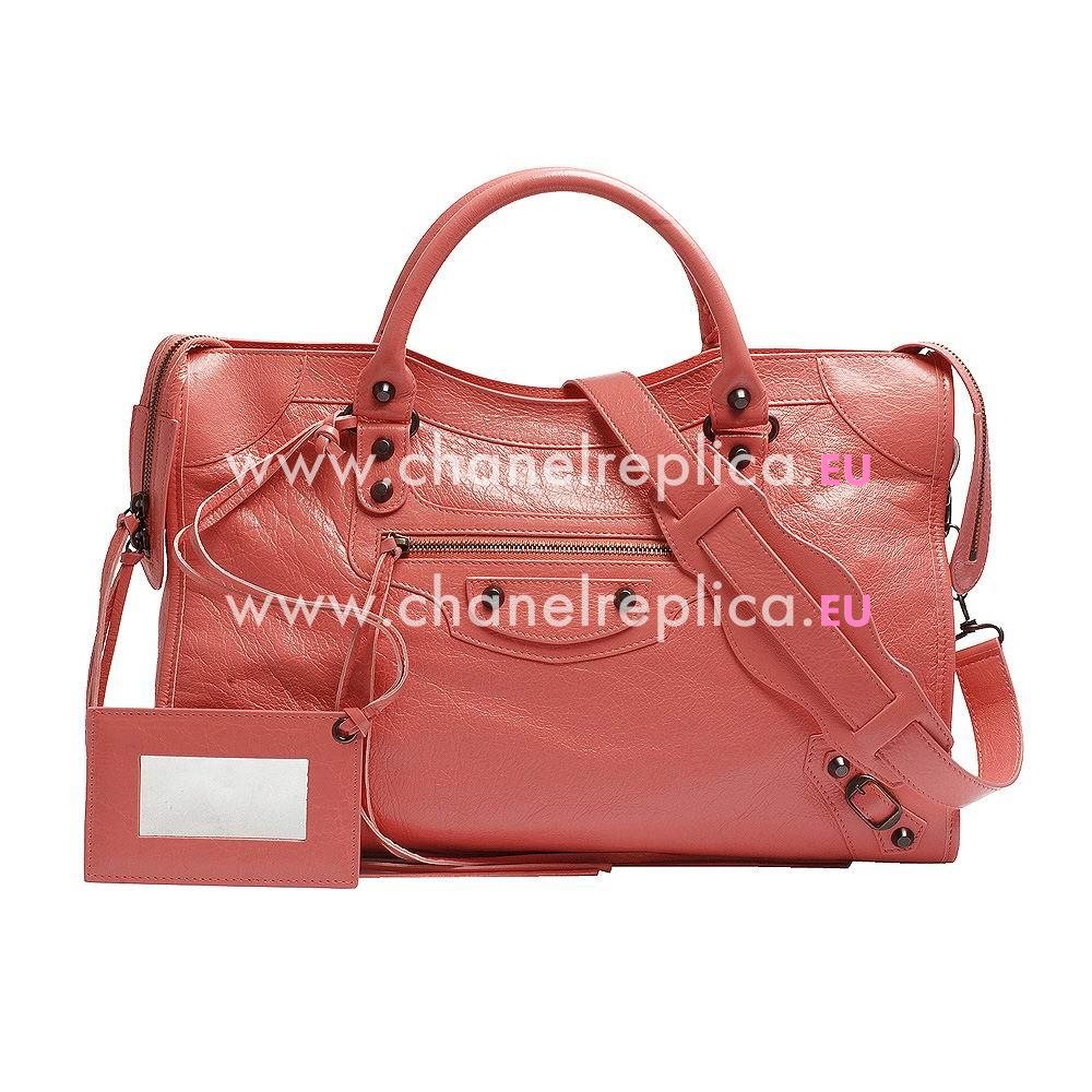 Balenciage City Lambskin Aged Brass hardware Classic Bag Rose Pink B2054995