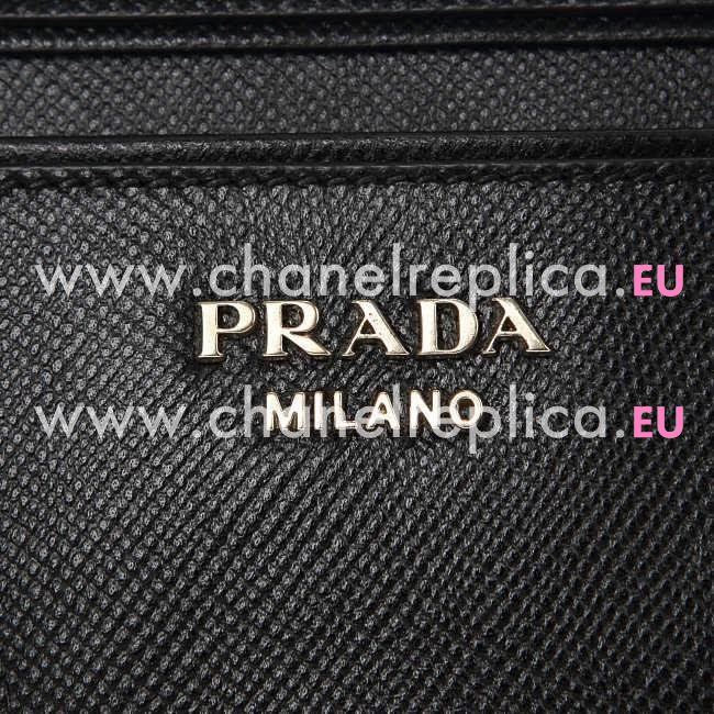 Prada Lux Saffiano Classic Triangle Logo Cowhide Handle/Shoulder Bag Black PR5621920