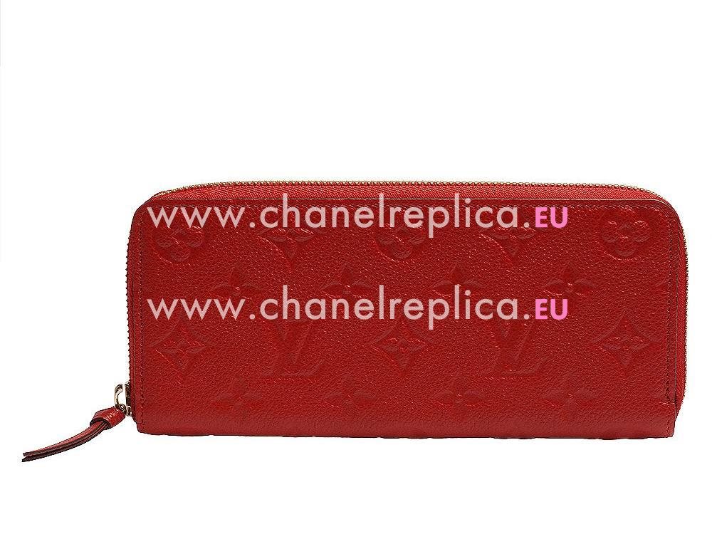 Louis Vuitton Monogram Empreinte Clemence Wallet Cherry M60169