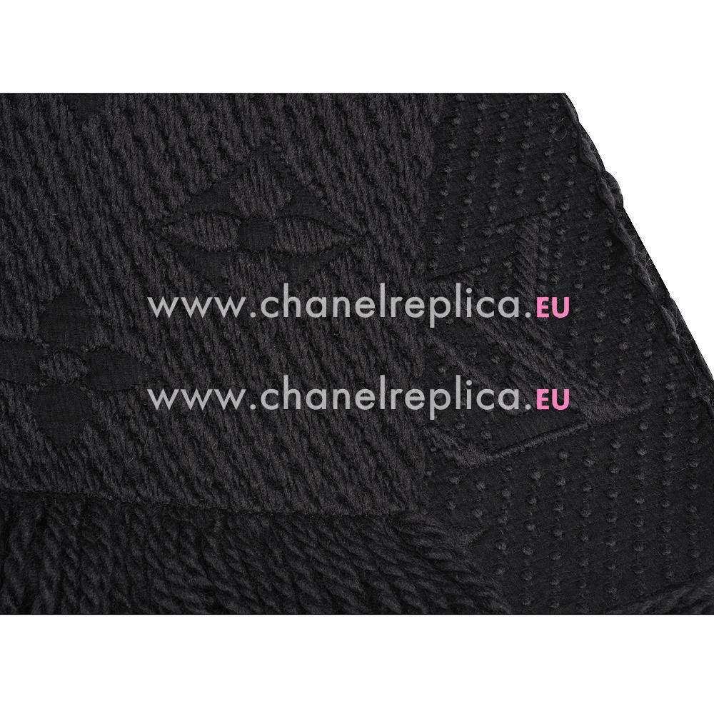 Louis Vuitton Mongram Logo Mania Silk Wool Scarf Charcoal grey M72431