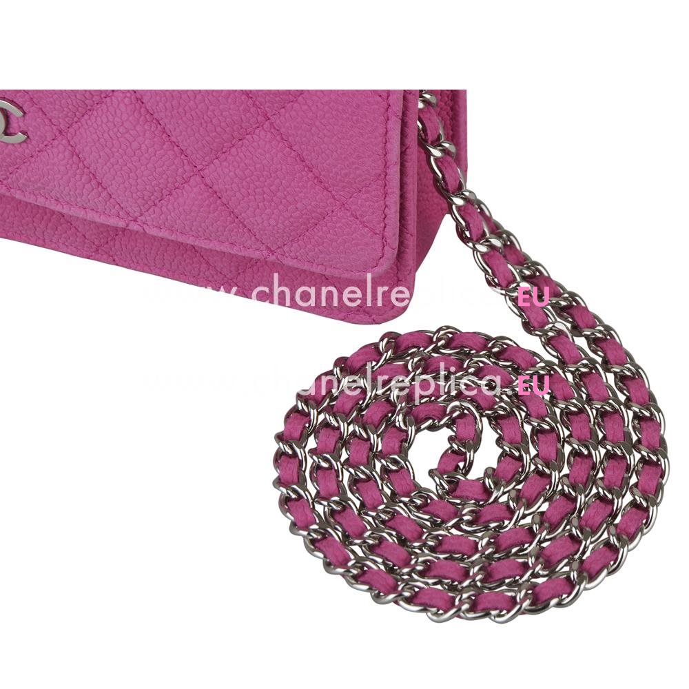 Chanel Caviar Silver Chain Woc Bag Peach Red A33841PERE