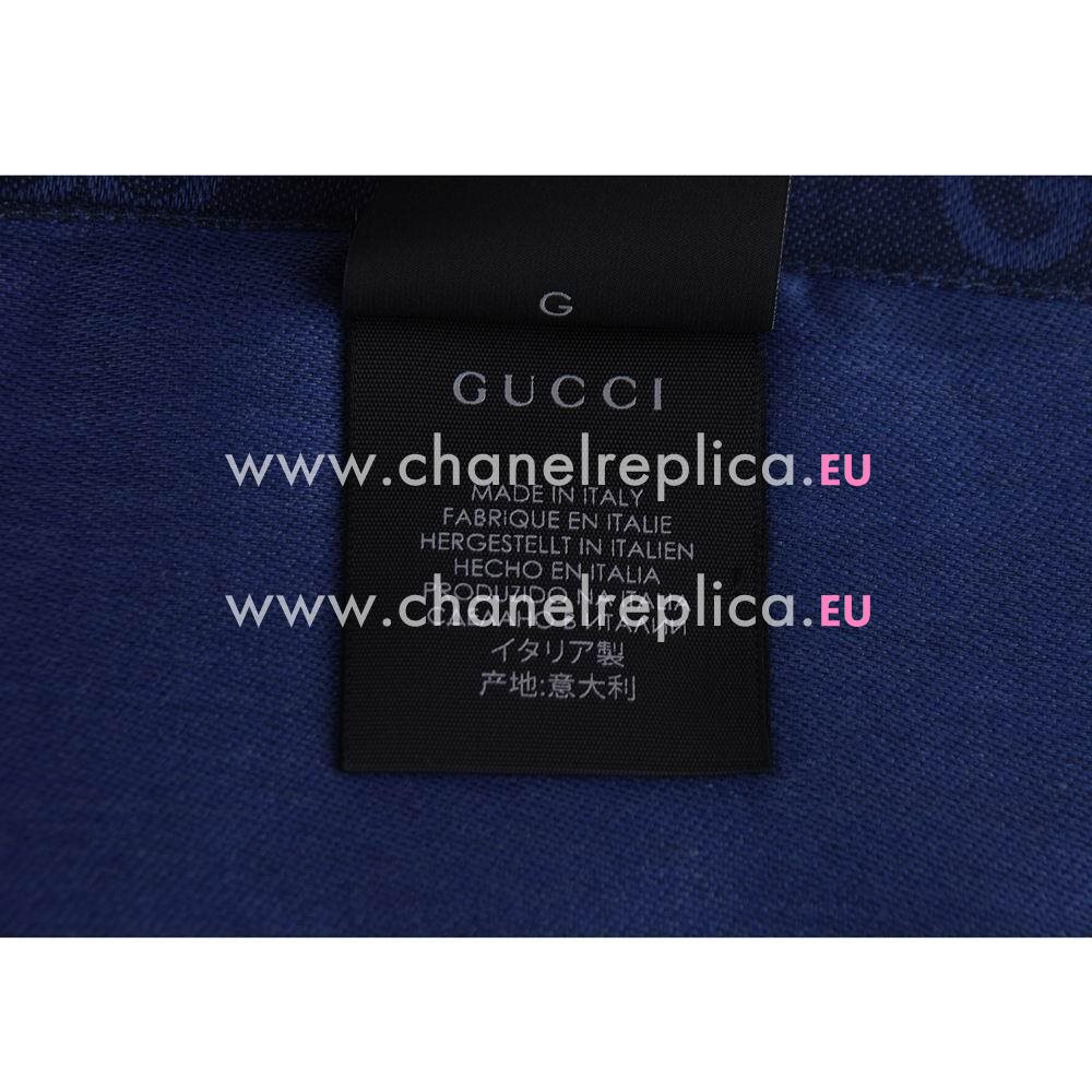 Gucci Classic GG Logo Wool Scarf Blue G6111115