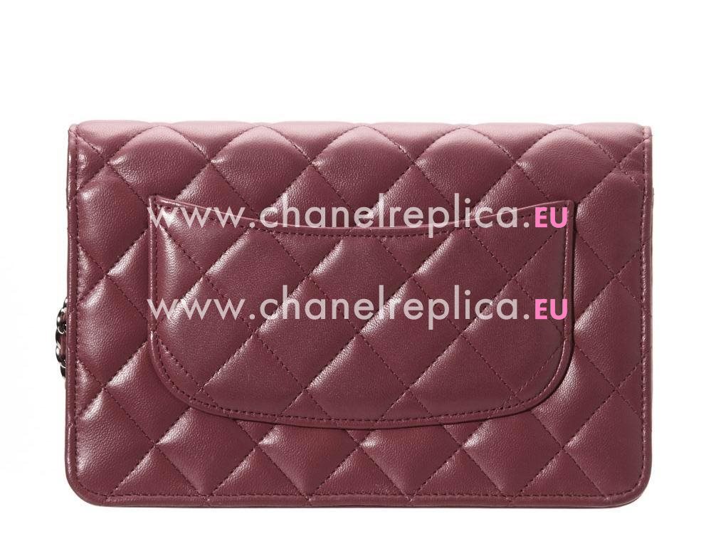 Chanel CC Logo Lambskin Woc Bag Silver Deep Red A33814RDS