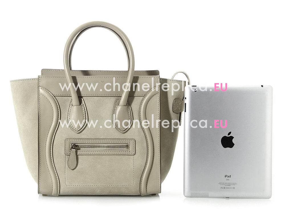 Celine Calfskin/Suede Nano Luggage Micro Mini Bag Gray CE14170