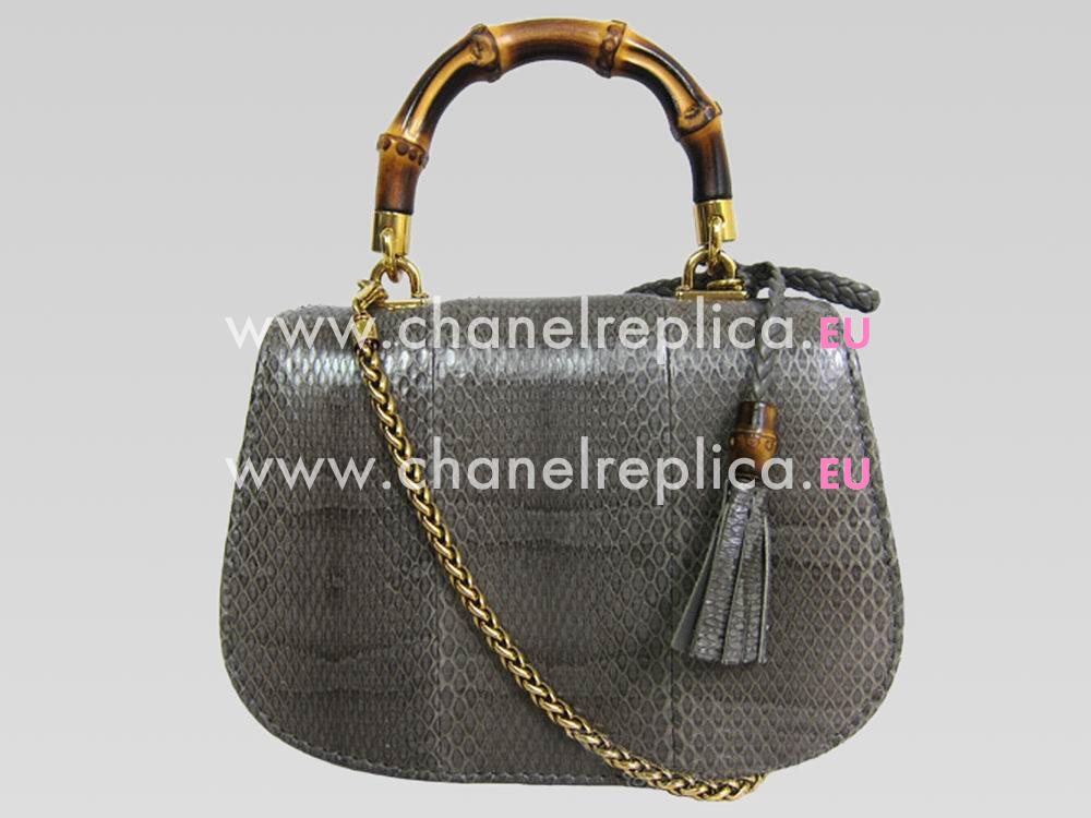 Gucci Bamboo-like Handle Crossbody Bag In Grey G269969 EDH1T 1218