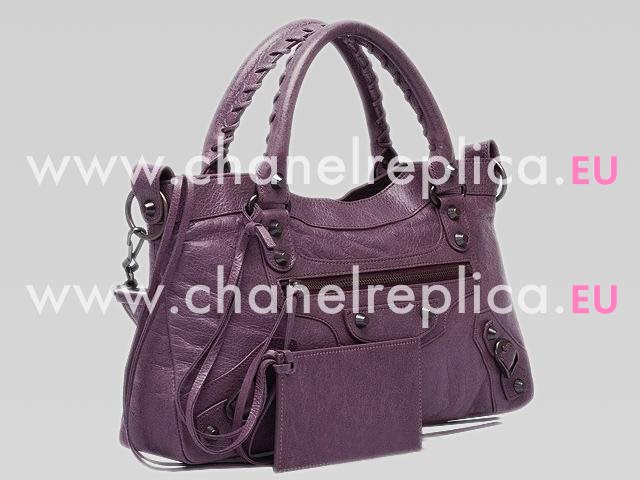 Balenciaga First Top Lambskin Leather Bag In Purple 103208PUR