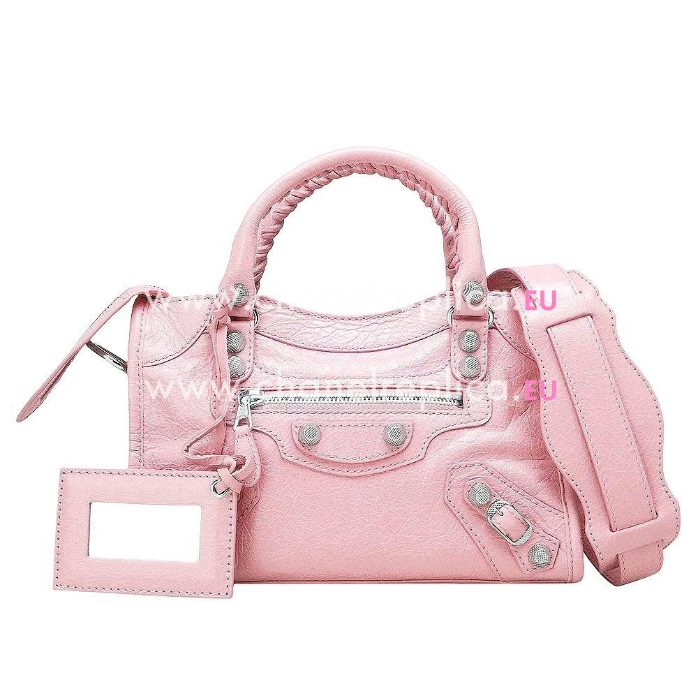 Balenciage City Lambskin Silvery hardware Classic Mini Bag Sakura Pink B5199240