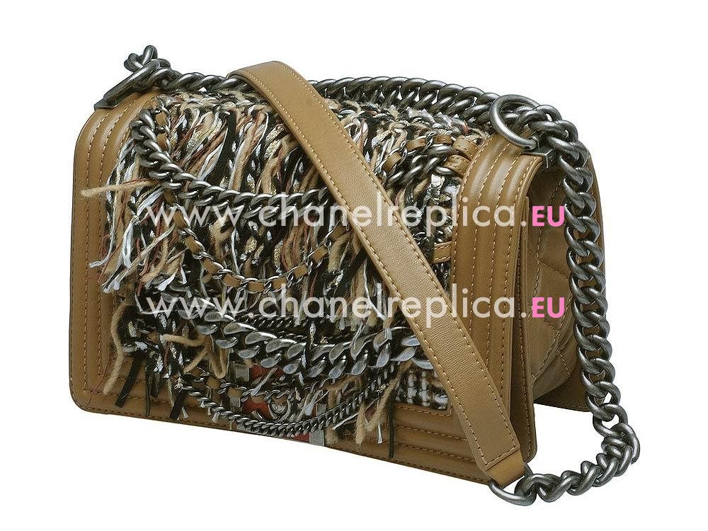 Chanel Paris-Shanghai Cowhide Fringed Boy Camel A551677