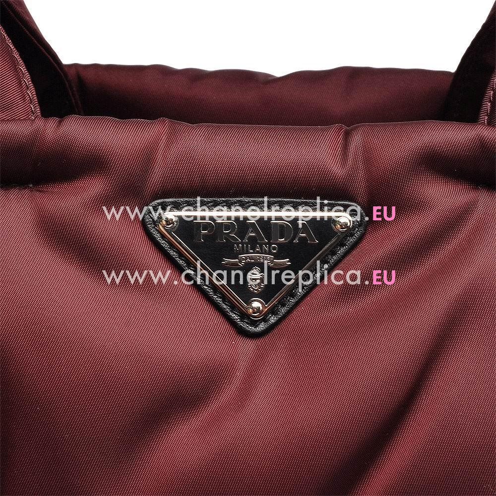 Prada Teaauto Bomber Classic Triangle Logo Handle/Shoulder Bag Burgundy PR61018022