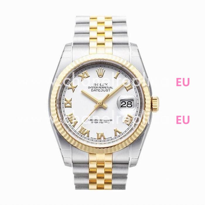 Rolex Datejust Automatic 37mm 18K Gold Stainless Steel Watch White R116233-7