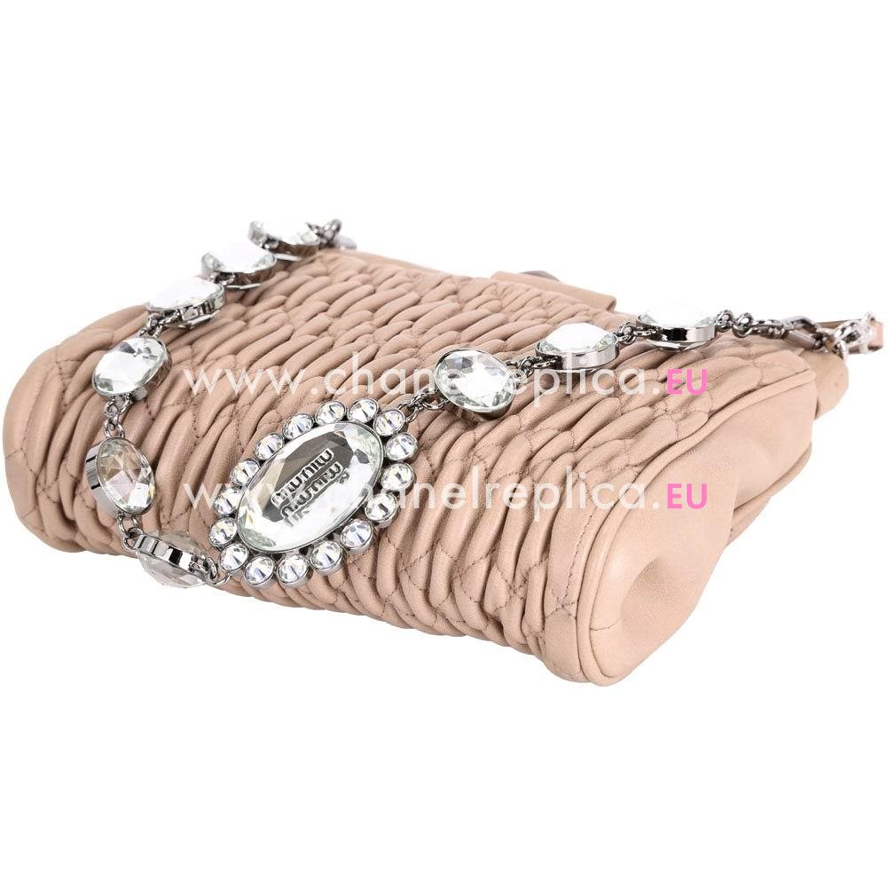 Miu Miu Crystal Wrinkle Nappa Shoulder Bag Complexion M7042705