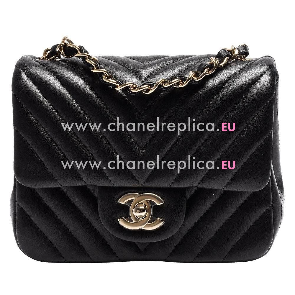 CHANEL Mini Coco Flap Gold Hardware Lambskin Bag in Black C7090713