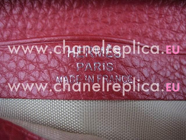 Hermes Classic Clemence Leather Beant Purse Red H0006E