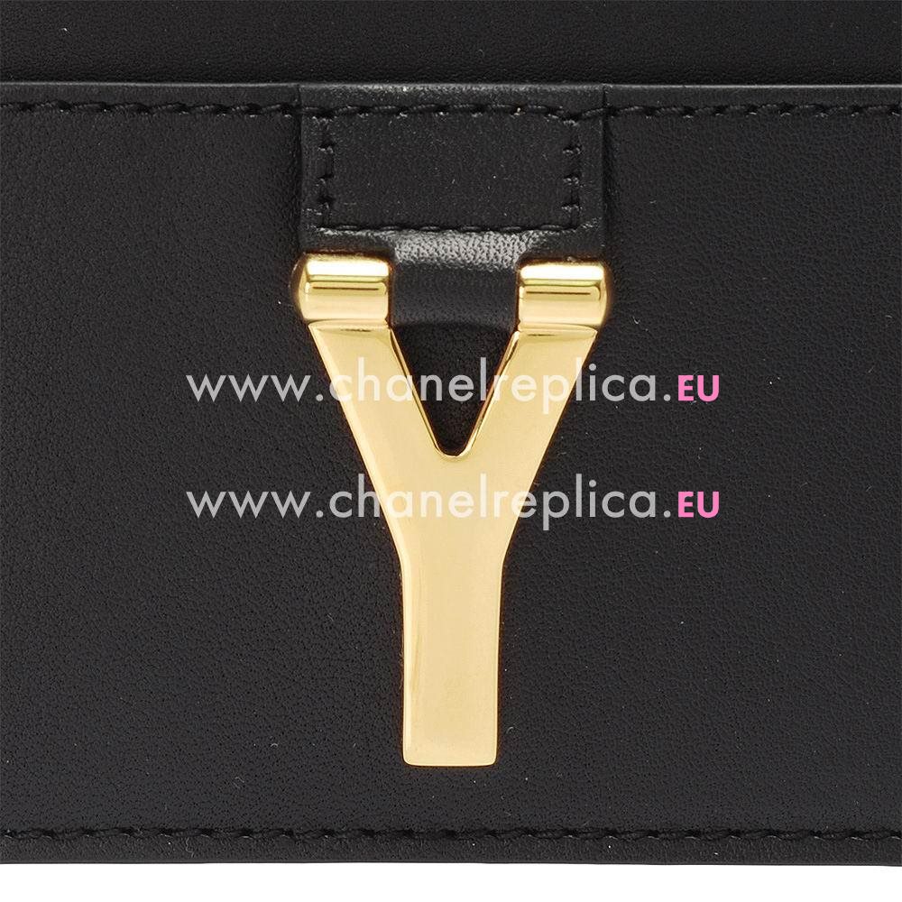 YSL Saint Laurent Ligne Y Macho Calfskin Cardcase In Black YSL5156014