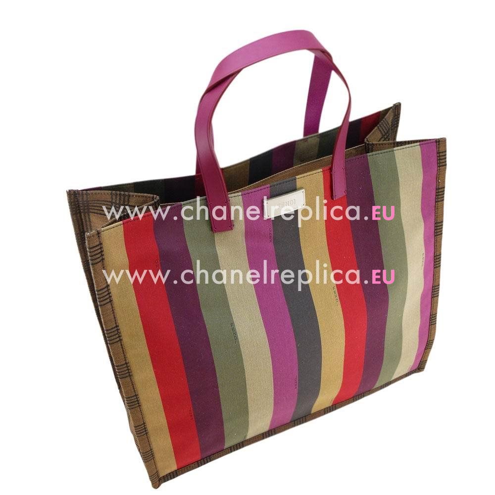 Fendi Straight Line Colored Drawing Canvas Handle Bag F7011106