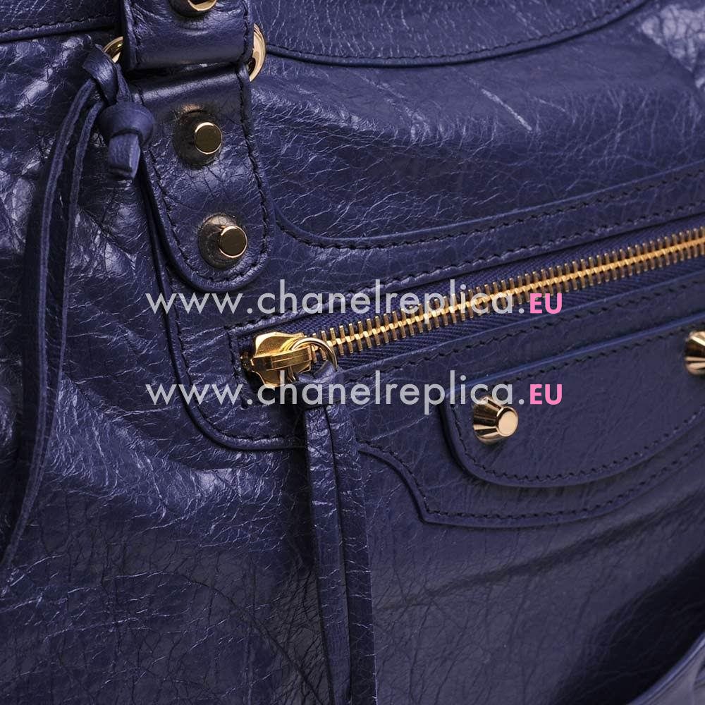 Balenciage City Lambskin gold hardware Classic Bag Deep blue B2054976