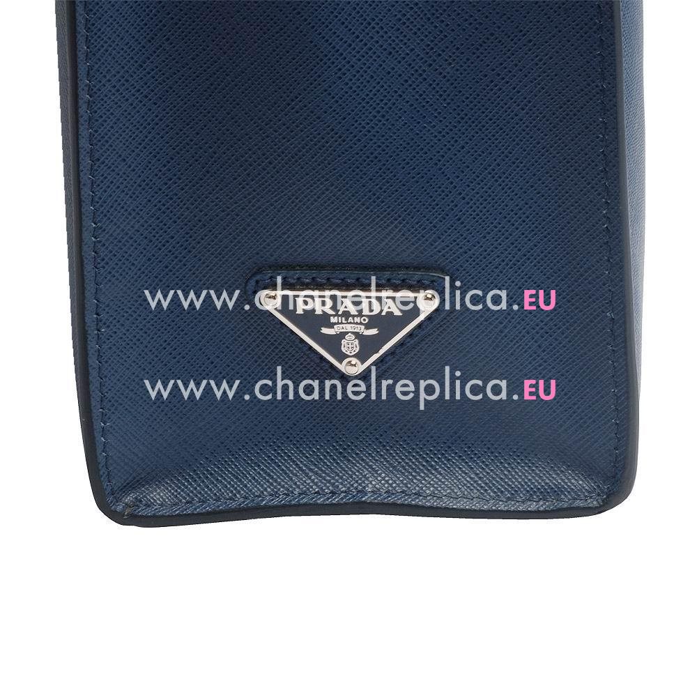 Prada Saffiano Travel Classic Cowhide Briefcase Deep Blue PR161016013