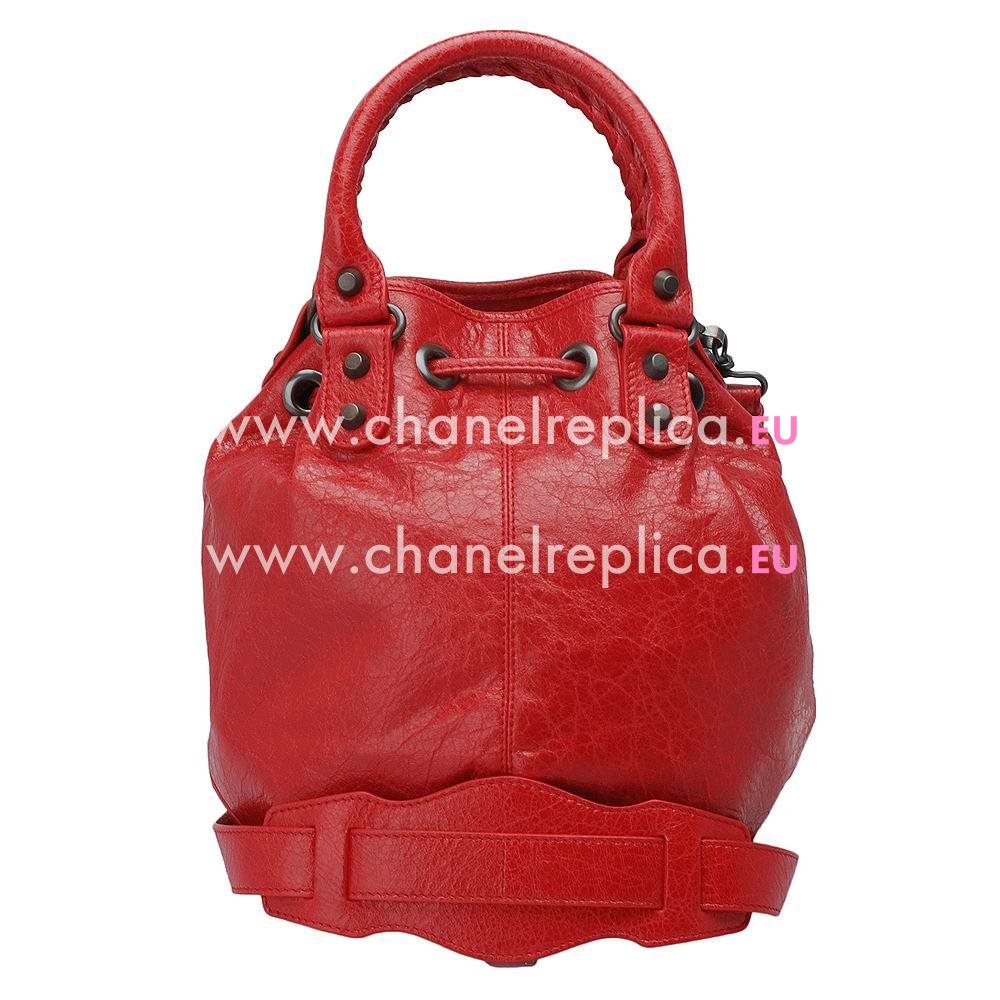 Balenciage Pompon Lambskin Aged Brass hardware Classic Mini Bag Poppy Red B2055068