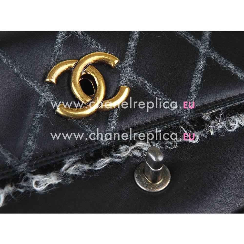 CHANEL Classic CC Logo Rhomboids Calfskin Bag Black C7042208