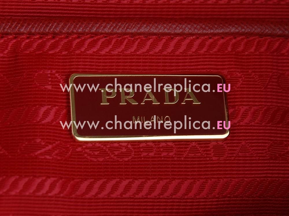 Prada Teaauto Saffiano Classic Triangle Logo Nylon Chain Handle/Shoulder Bag Red PBN52266