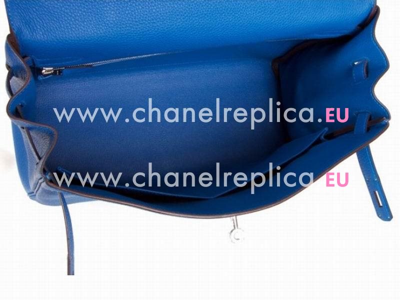 Hermes Kelly 35cm Toge Leather Palladium Hardware Mykonos Blue H11800