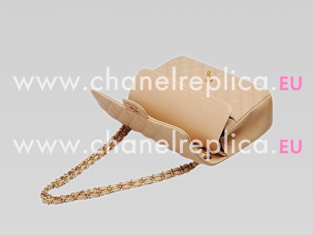 Chanel Beige Lambskin Jumbo Double Flap Bag Golden Chain A28600AG