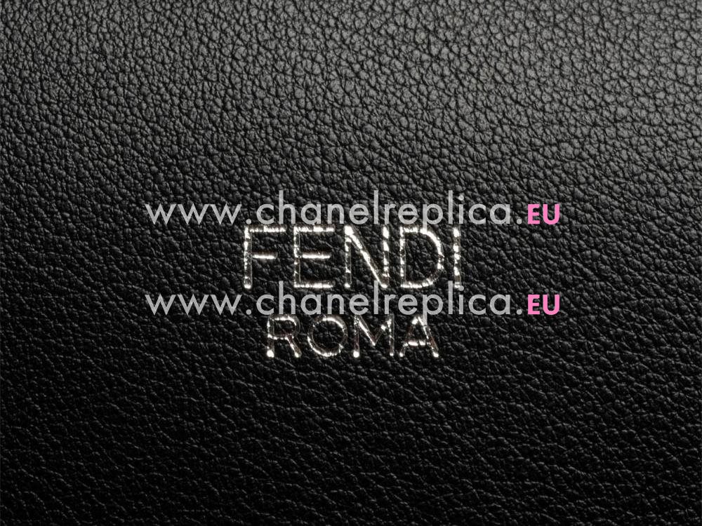 Fendi By The Way Calfskin Boston Handbag Black Blue F935037