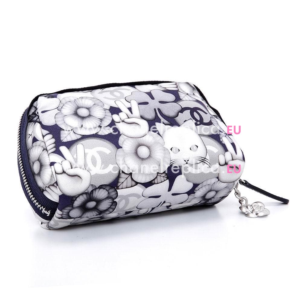 CHANEL 2016 Shows New Style Nylon Cat Camellia Printing Cosmetic Bag C6122902