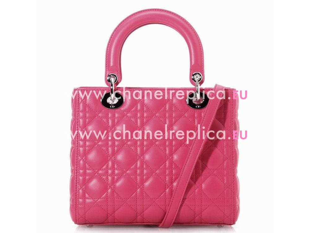 Dior Lady Dior Lambskin Bag Hot Pink D2889