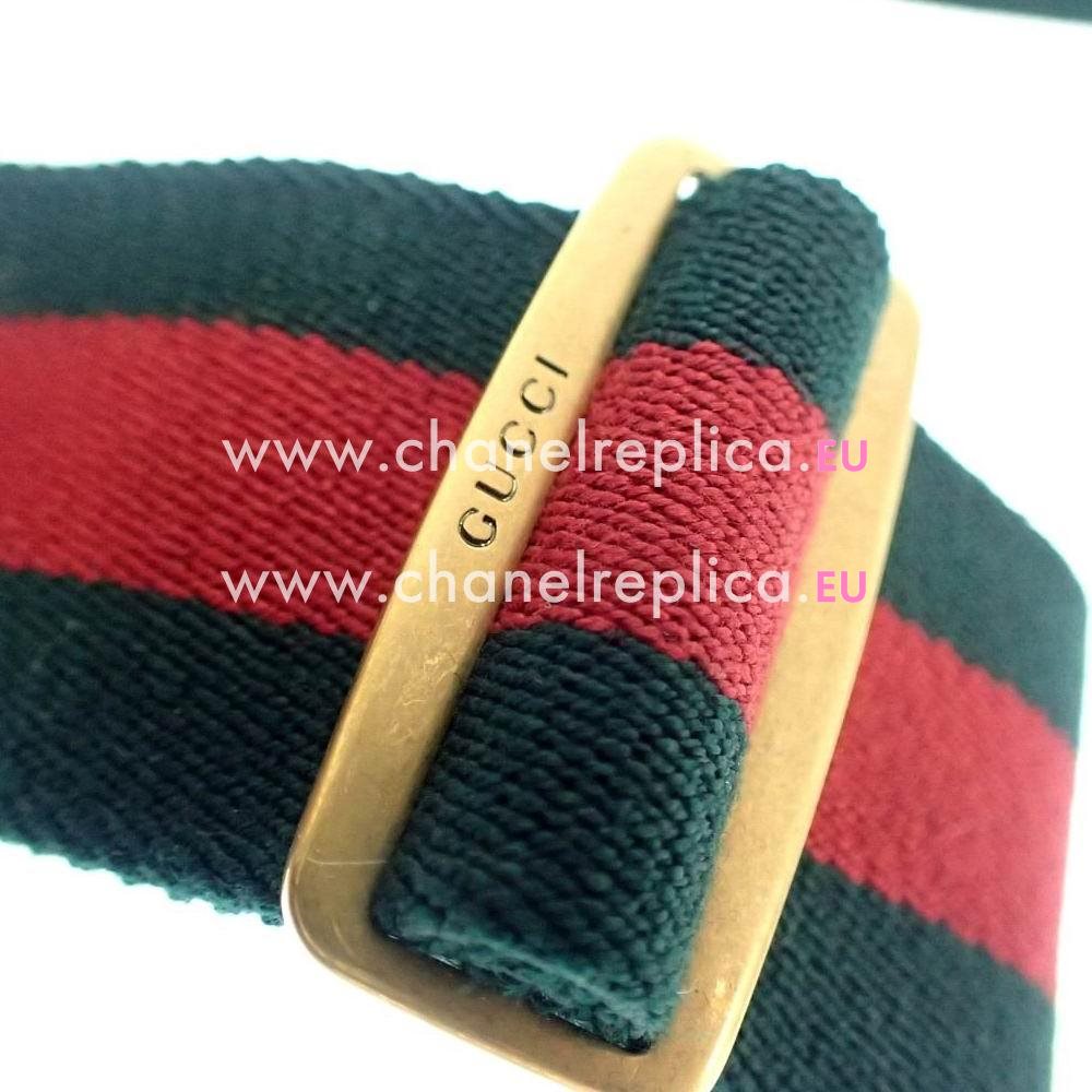 Gucci Elastic Blet With Feline Buckle Green Red 400599APPT