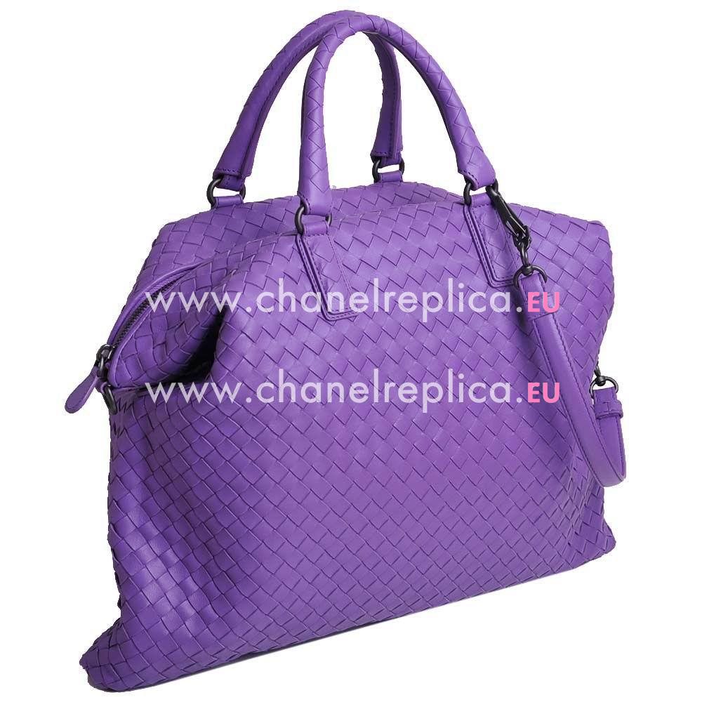 Bottega Veneta Classic Nappa Leather Zipper Woven Bag Violet BV612261