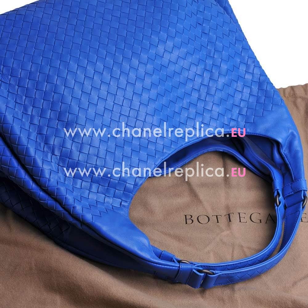 Bottega Veneta Campana Nappa Woven Large Shouldbag Sapphire Blue BV124864