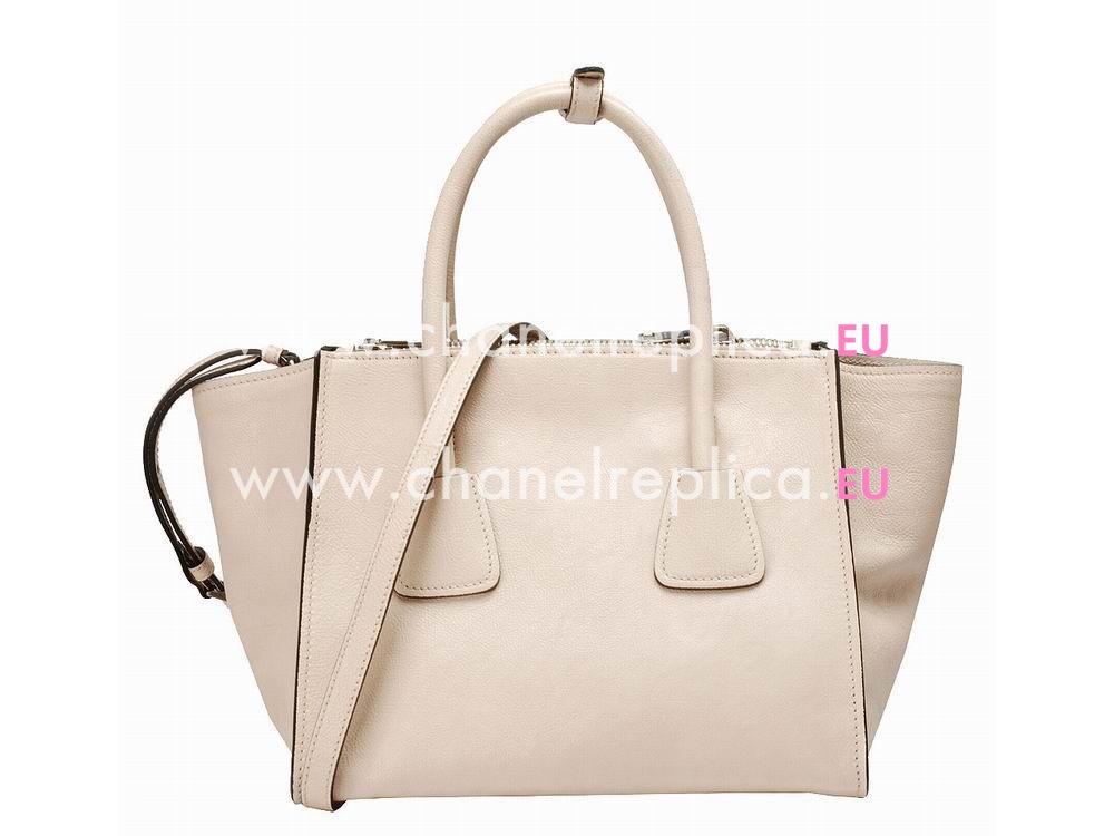 Prada Saffiano Glace Calfskin Triangle Logo Large Bag Link Pink PR524515