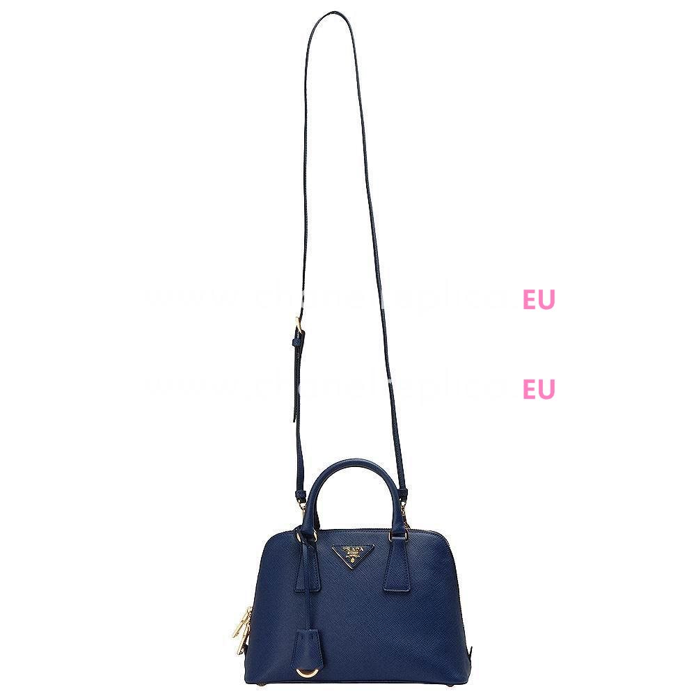 Prada Lux Saffiano Classic Triangle Logo Cowhide Handle/Shoulder Bag DeepBlue PR5318077